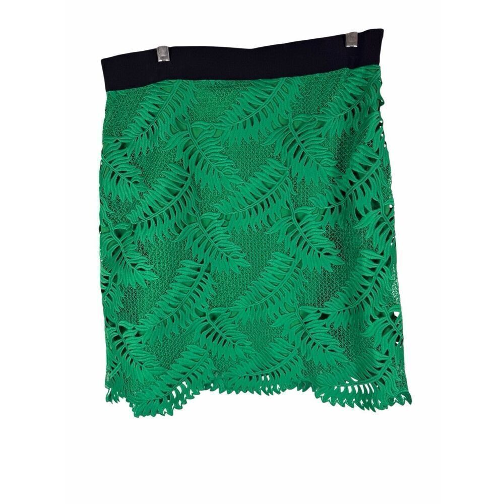 Milly Green Pencil Skirt with Black Waistband- Size L